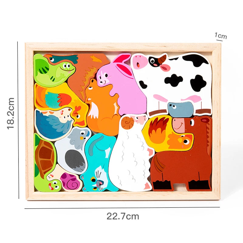 Woodies™ | Ontwikkel een fijne motoriek | Houten dieren puzzel